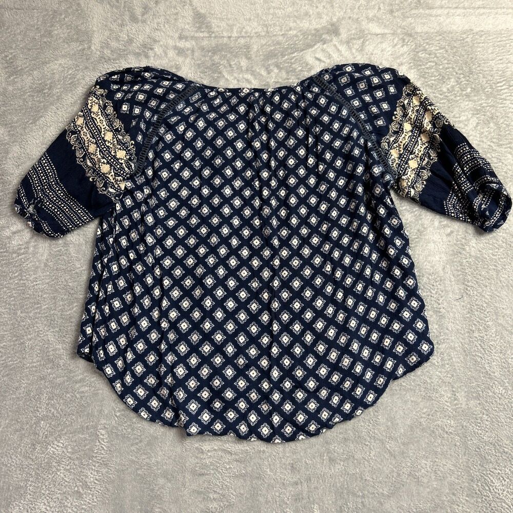 Apollo Artsy Flowy Boho Embroidered Womens Shirt Top Y2K Sz M Peasant Gypsy - Picture 7 of 14